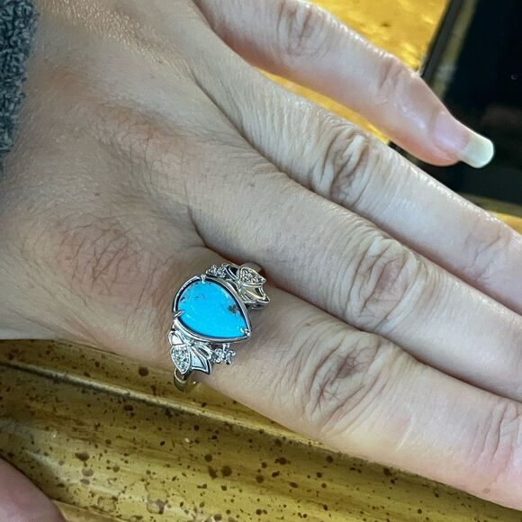 Kingman Turquoise Sterling Silver Ring Size 10 - Picture 4 of 10